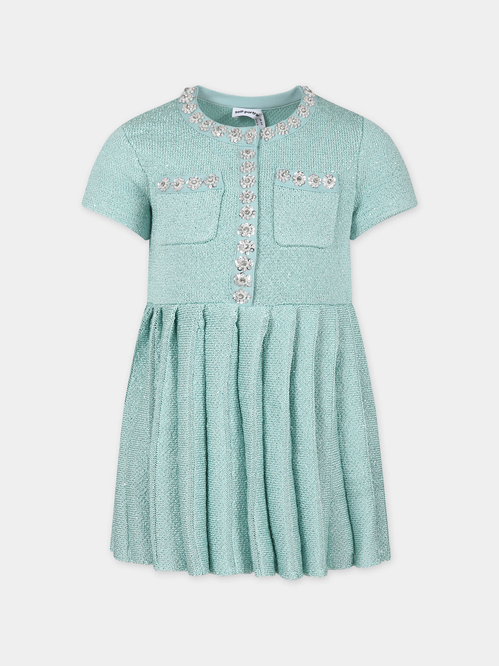 Elegant green knit dress for girl